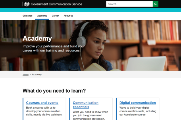 Academy landing web page