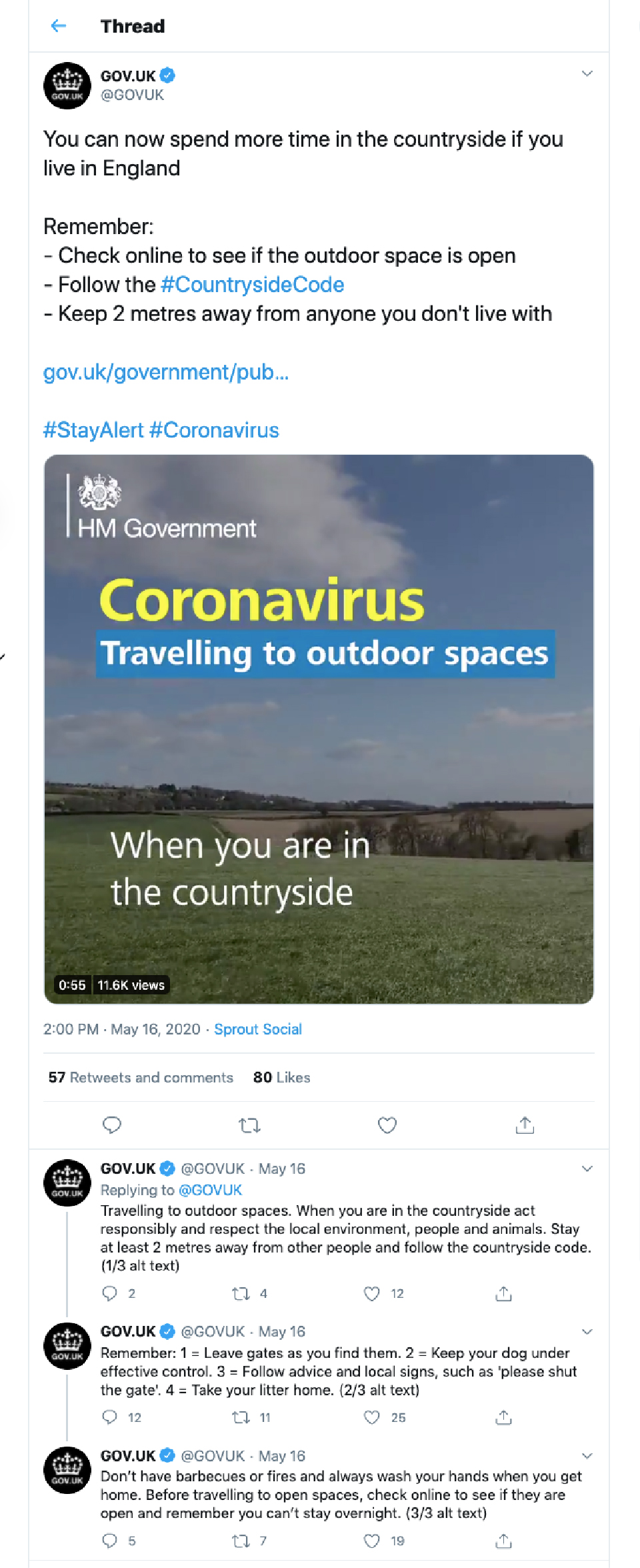 Twitter feed of the GOV.UK feed about COVID-19
