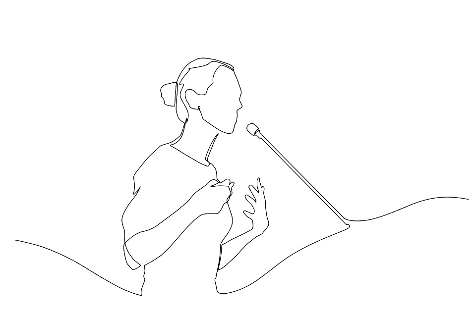 line drawing woman presenting