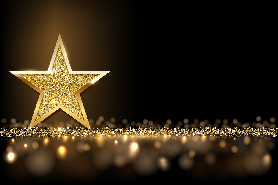 Glittery star to represent an award or winning.