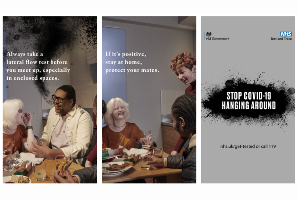 3 examples of COVID-19 Snapchat adverts produced by the communications team. 